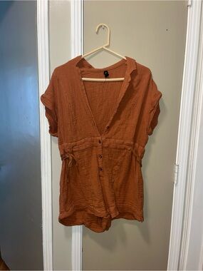 Urban Outfitters Burnt Orange Gauze Romper